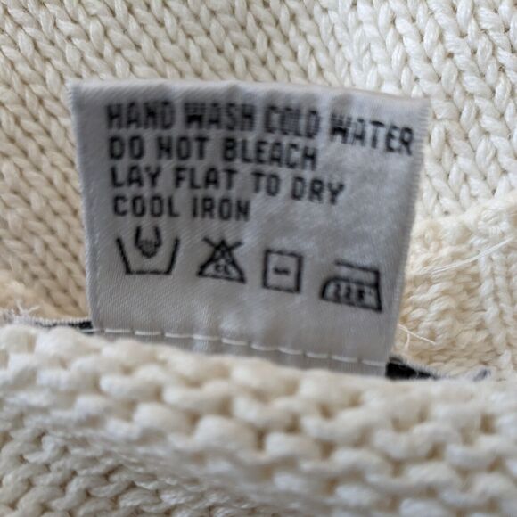 Vintage 90s Sweater Cable Knit Pearl Cropped Off White Coquette Feminine M - Picture 8 of 13